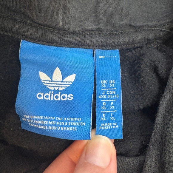 Adidas Trefoil Logo Hoodie XL Black Pullover Sweatshirt - Picture 4 of 8